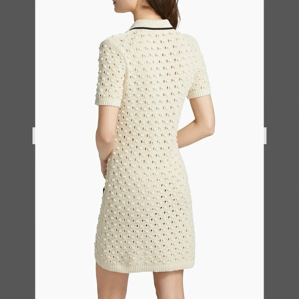 Frame The Bauble Crochet Cotton Minidress in Cream Size M - Picture 3 of 15